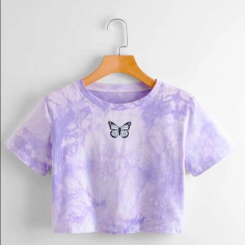 Purple tie dye romwe crop top